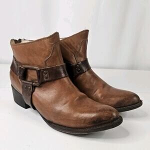Freebird by Steven Phlow Size 10 Brown Two Tone Leather Ankle Heeled Booties Zip